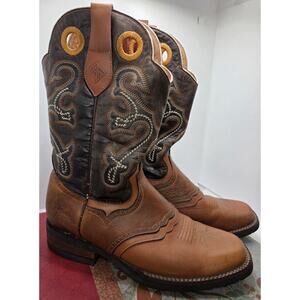 Red Diamond Sz 7 E Leather Embroidered Square Toe Rodeo Cowboy Boot Mid Calf